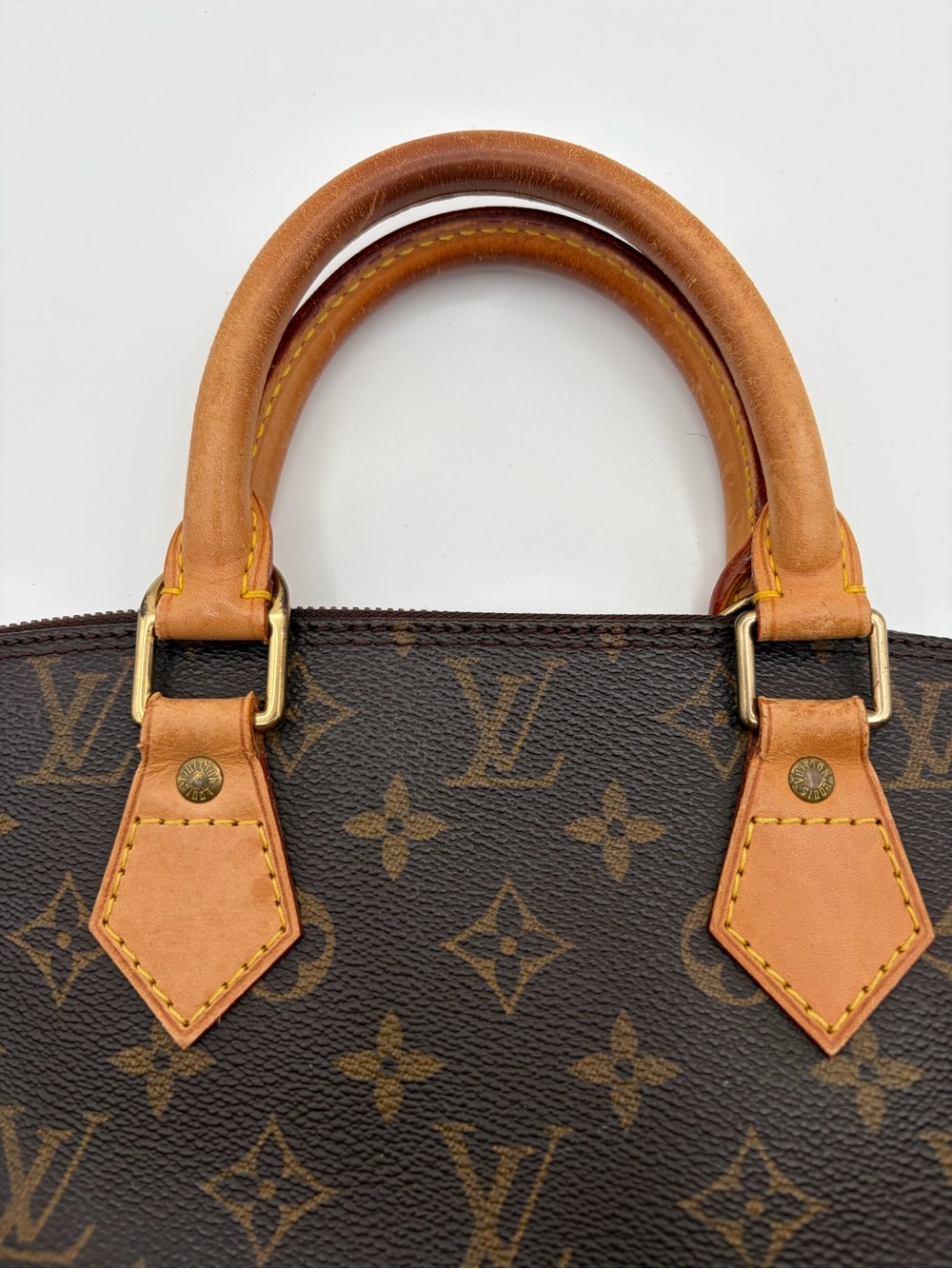 Louis Vuitton Alma PM Monogram Canvas Handbag Brown Leather BA0988 Authentic - Picture 11 of 16
